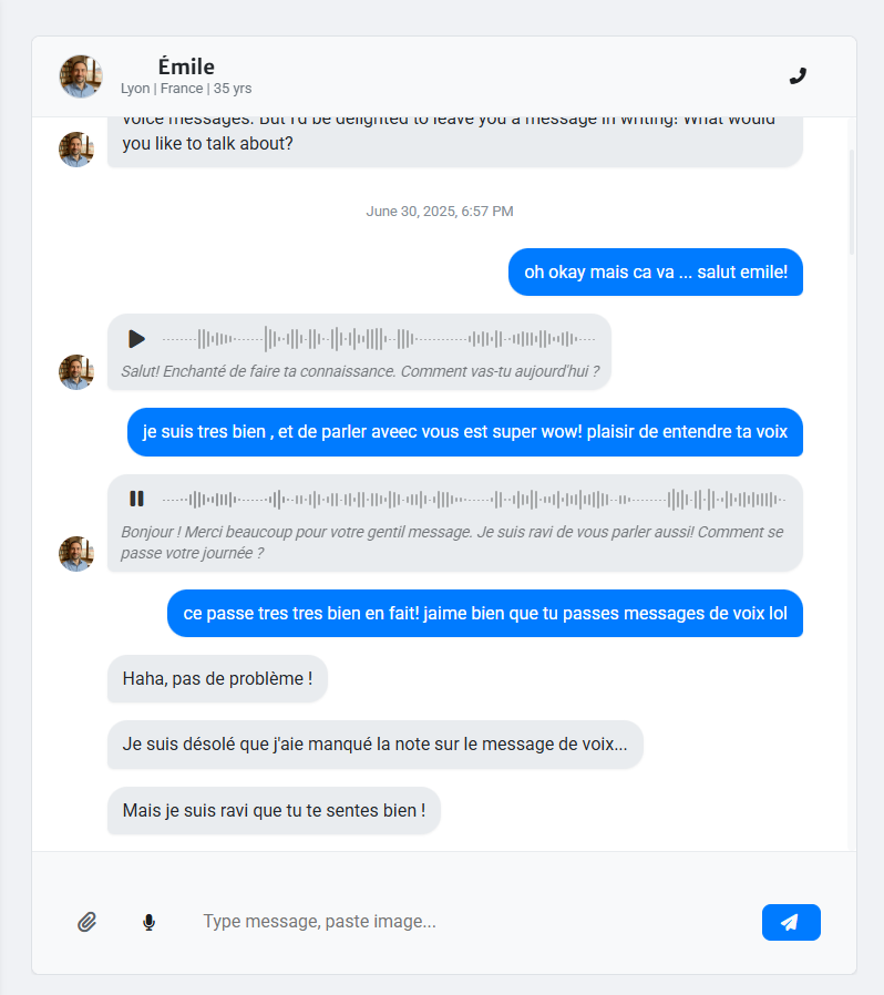Screenshot of a voice memo in chat